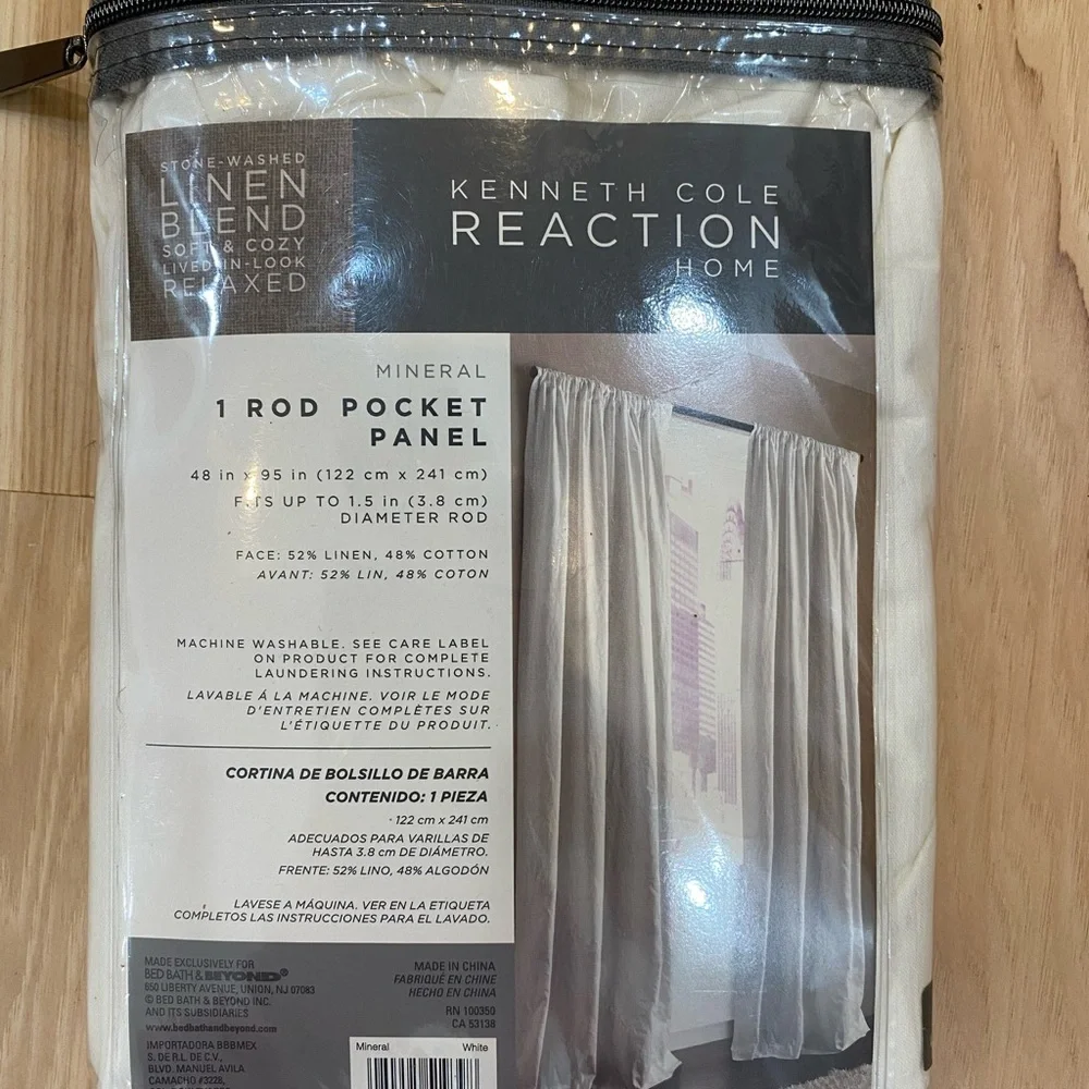 NIB Kenneth Cole white curtain panel - 1 rod pocket panel #curtain